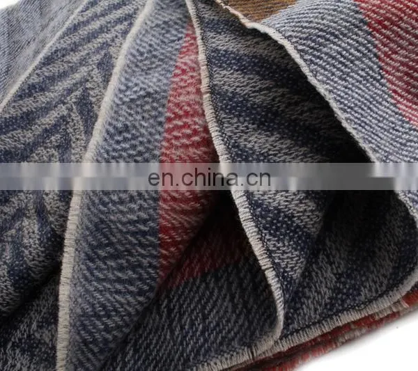 Europe And America Warm Winter Blue Stripe Jacquard Stripe Scarf photo-4
