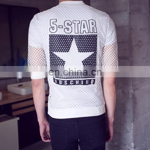 2017 Hotsale Men's Summer Breathable Net Cloth Sunscreen Thin Mesh Small t Shirt Jaket With Big Star Logo Back photo-6