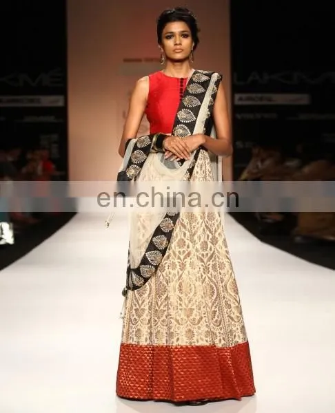 Red Choli With Gold Banarsi Lengha