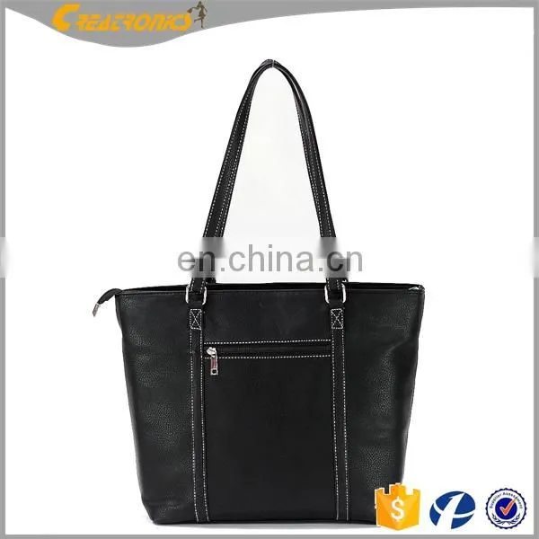 Lady Black Tote Bags With Custom Printed Logo Women's Handbags Leather Custom Tote Bag Cross Felt Leather Laptop Bag photo-2