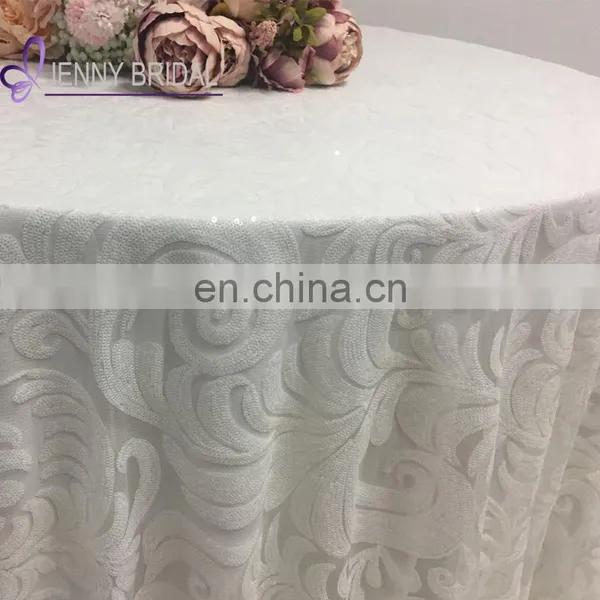TC188B White 90 Linen Tukish Sequin Fabric Table Cloth photo-2