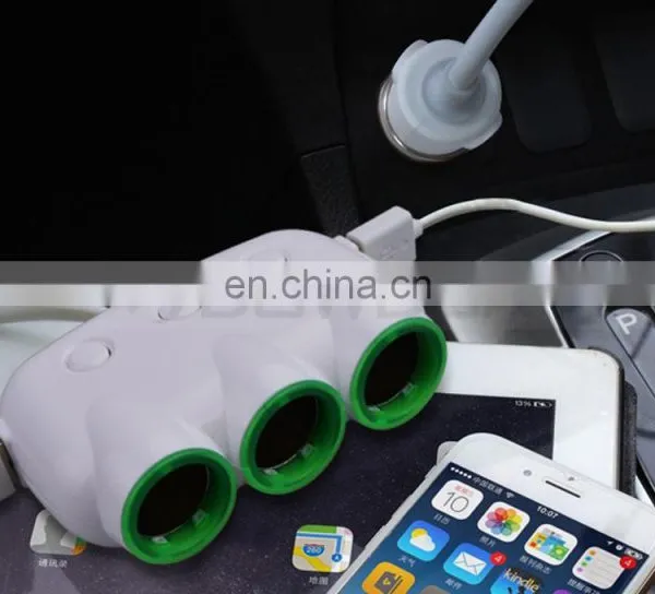 3 Way Auto Dual USB Port Car Cigarette Lighter Socket Adapter Charger for IPhone Samsung Phone photo-2