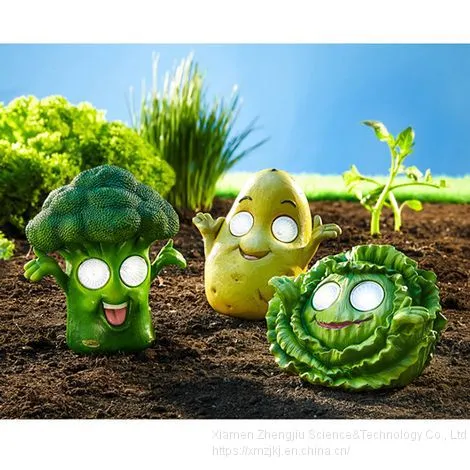 Resin Solar Lamp Garden Decoration Broccoli/Potatoes/Lettuce Resin Crafts Garden Decoration Mouth