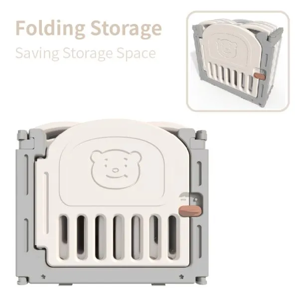 ABST Manufacture Good Quality Big Size Square and Circle Folding Baby Playpen Easy Storage Foldable Baby Bear Fences Plastic photo-3