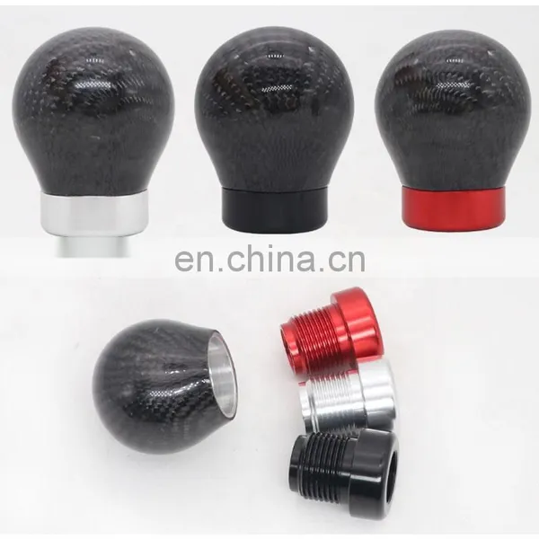 Universal Carbon Fiber Car Gear Shift Knob Shifter Lever Round Ball Shape photo-4
