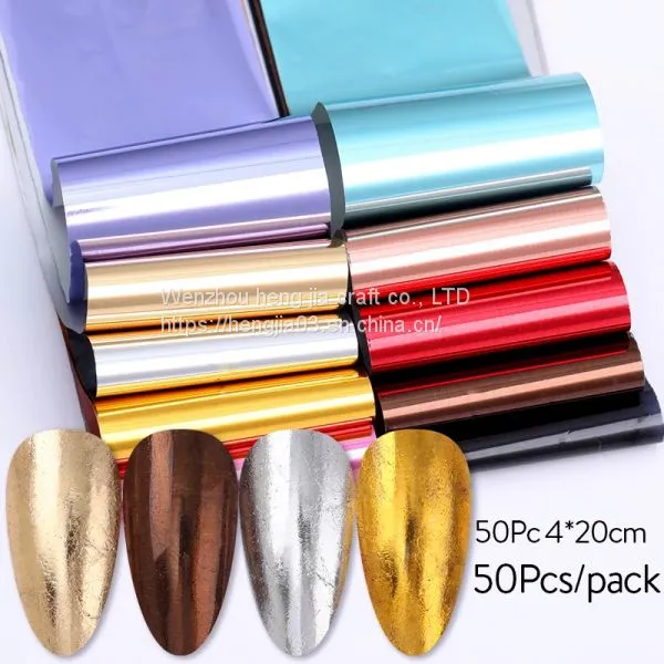 Mixed-Styles Random Nail Foils Laser Silver Gold Nail Art Transfer Stickers Mirror Effect Stickers for Nails photo-2