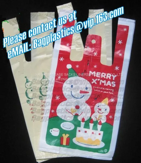100% Biodegradable And Compostable T-Shirt Bags/Vest Carrier PE Plastic Bag, Vest Carrier Plastic T-Shirt Shopping Bag photo-4