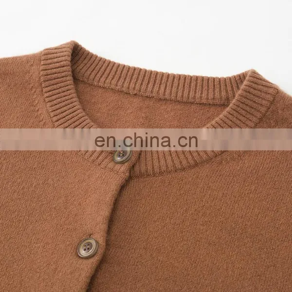 Custom 100% Cashmere Women's Button Knitted Cardigan New Casual Logo Design Crew Neck Single Breasted Closure Animal Winter photo-4