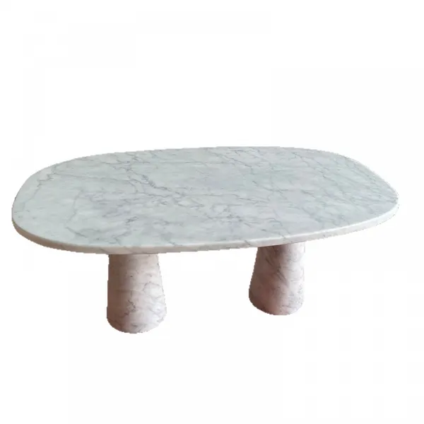 Modern Luxury Fashionable Design Style Carrara White Marble Stone Dining Table for Villa Apartment Hotel Dininig Room Furniture photo-2