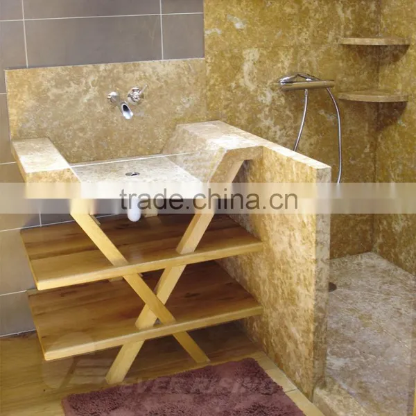 Beige Marble Shower Pan and Surrounds