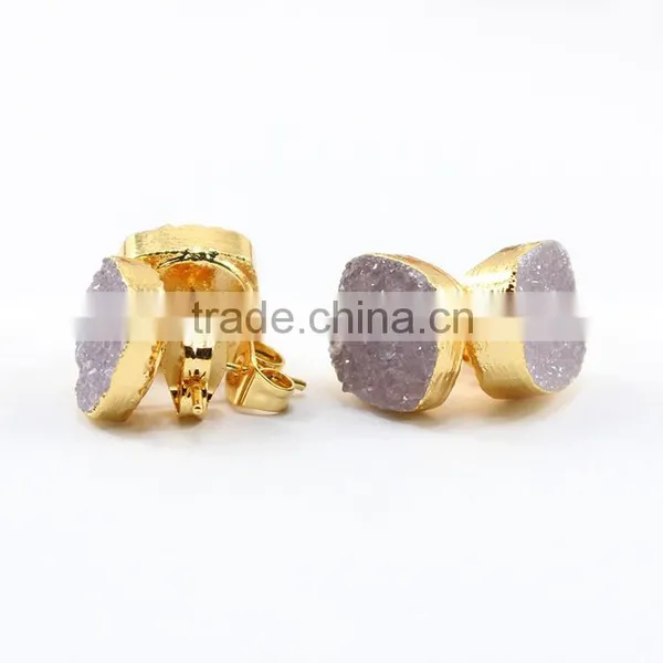 EA3237 Natural Druzy Studs,Square Druzzy Druzy Stud Earring,Cushion Drusy Druzy Stud Earring
