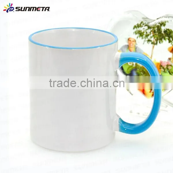 Sunmeta Cheap Sale 11oz Rim and Handle Color Blank Heat Press Mug, Sublimation Ceramic Mug Quality Choice photo-2