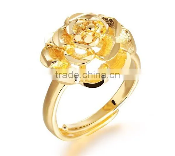 Jewelry Gold Plated Copper Elegant Design for Women Rose Shaped Ring photo-2