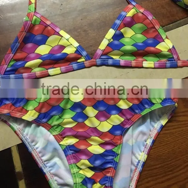 Newest Design Girls Sraps Plus Size Fish Scale Mermaid Bikini Swimwear photo-2