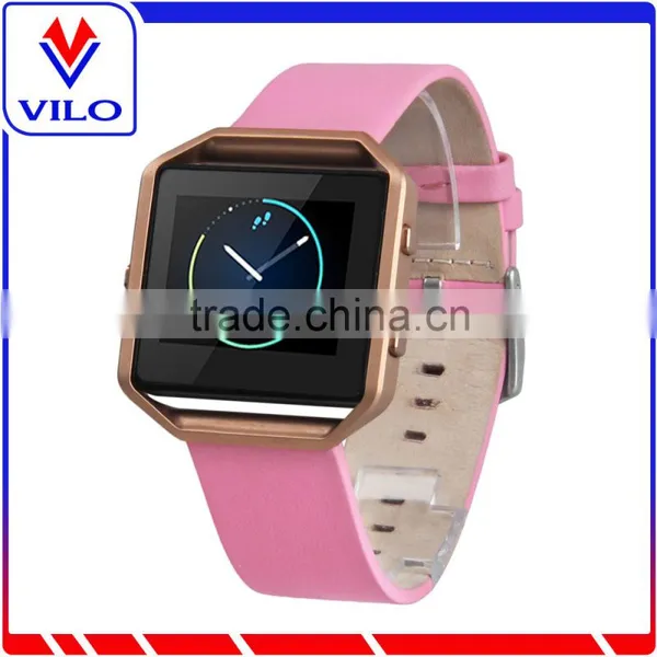 2016 New Arrival Genuine Leather Wristband Strap for Fitbit Blaze With Metal Frame Housing photo-2