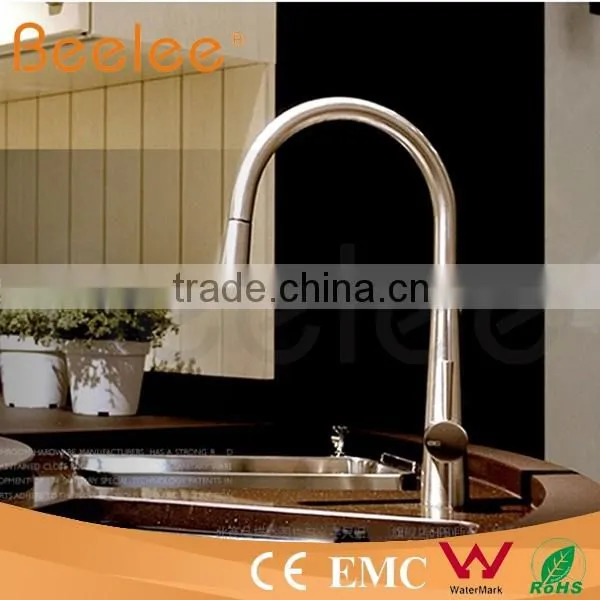 Hot Solid Brass Pull Out Kitchen Faucet With Brushed Nickel Finish photo-3