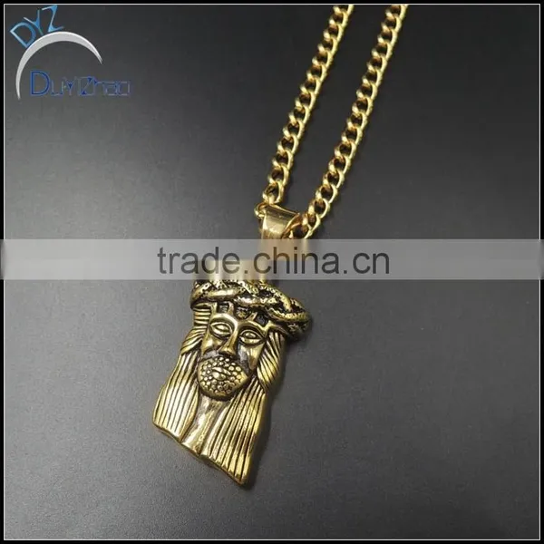 Stainless Steel Gold Plated Jesus Head Pendant photo-5