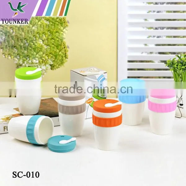 High Quality Ceramic Coffee Cup With Lid Silicone Fresh Cover photo-5