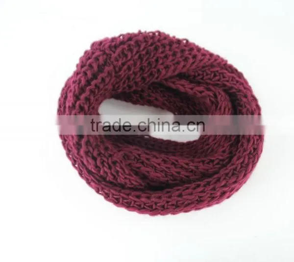 Stock Item Cheap Knit Neck Warmer Circle Scarf Burgundy Loop Scarf photo-2