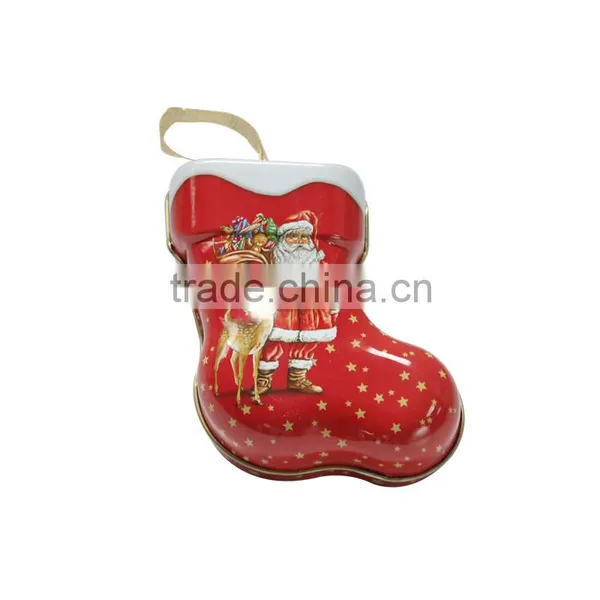 Hot Sale Boot Shape Christmas Gift Tin Box &shoe Shape Tin Box