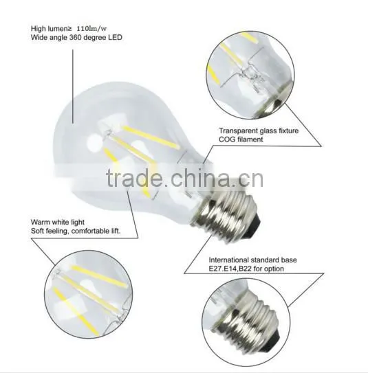 LED Edison Filament Bulb Light UL E26 6W 120lm/watt Flicker Free photo-5