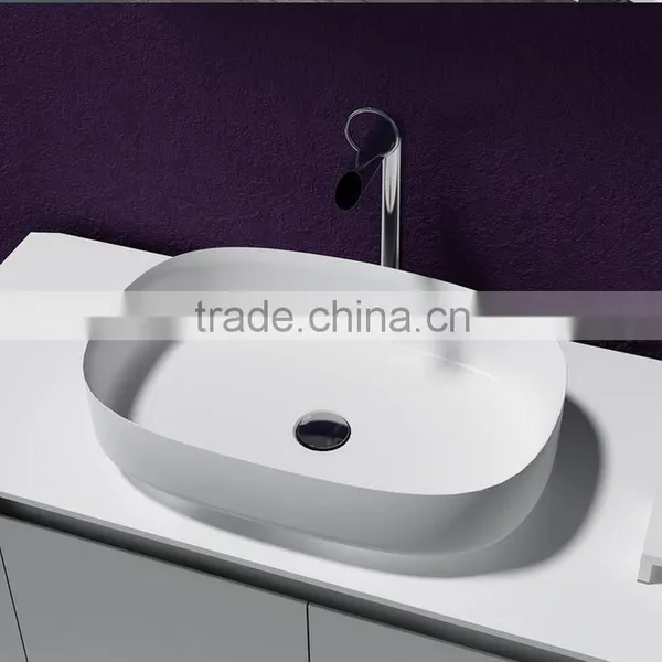 Round Shape Water Wash Solid Surface Basin,Wall Hung Solid Surface Wash Basins, Stone Resin Wash Basin photo-4