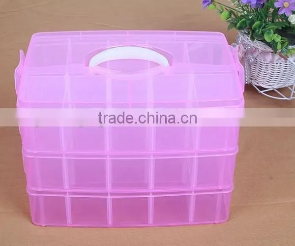 25*18.7*17cm Three Layers 30 Compartments Jewelry Adjustable Plastic Storage Box Jewelry Earring Bin Case Container photo-4