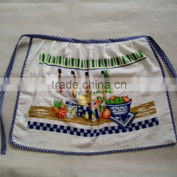 Light Blue Terry Cotton Pigment Printing Waist Apron photo-6