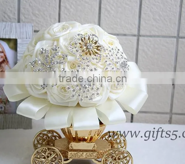 Custom Stunning Immortal Ribbon Rose Wedding Bouquets photo-2