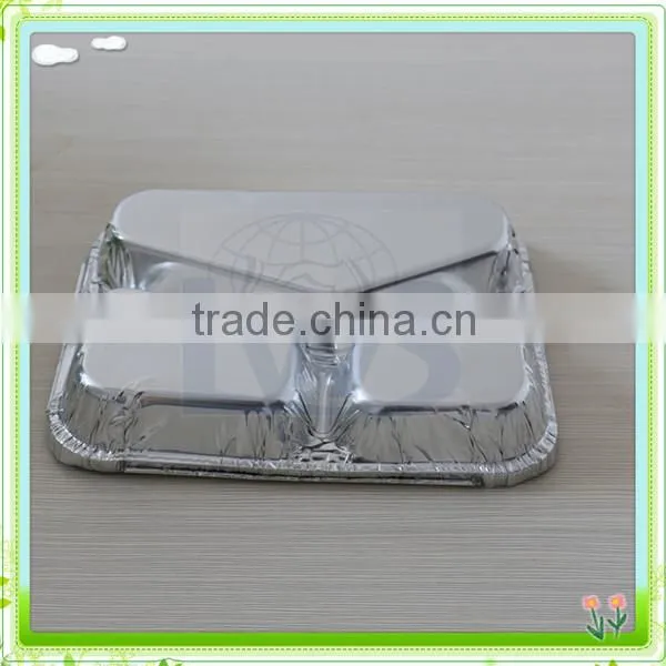Disposable 3 Compartments Aluminum Foil Food Tray With Lid photo-3