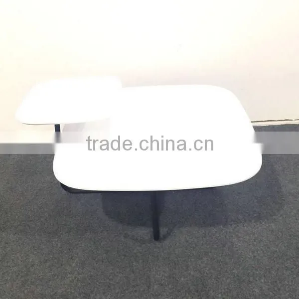 New Arrival Two Layer Square Matt White Painting Side Coffee Table photo-2