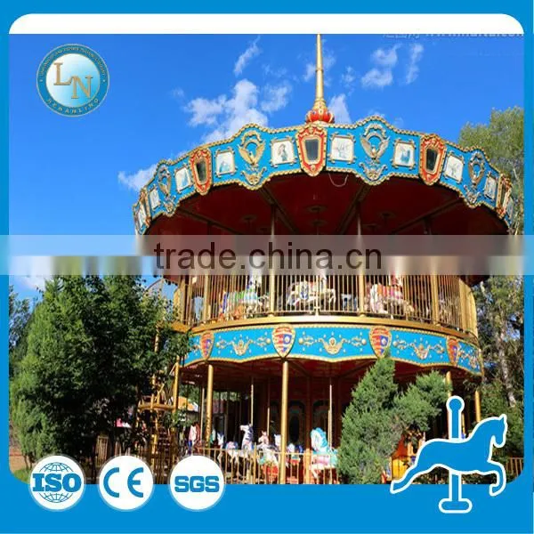 Chrismas Discount! China Manufacturer Fiberglass Theme Park Amusement Double Decker Merry go Round Carousel Rides for Sale photo-4