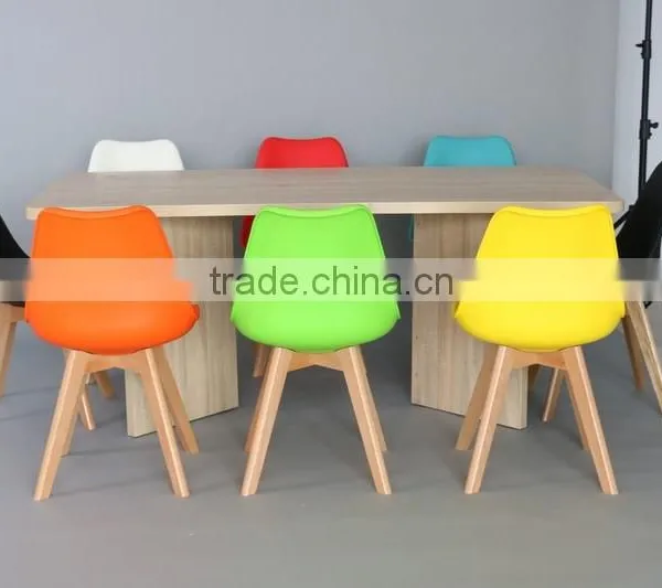 Modern Plastic Dining Chair With Wooden Legs/ Emes Chair photo-5