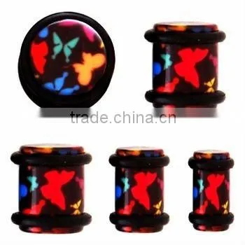 Butterfly Inlayed Body Flesh Ear Tunnel Jewelry Ear Piercing