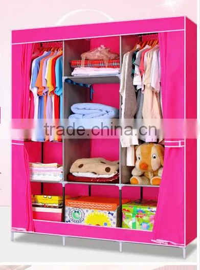 Wardrobe Cabinet With Different Color Fabric,China Supplier Non-woven Folding Portable Wardrobe photo-3