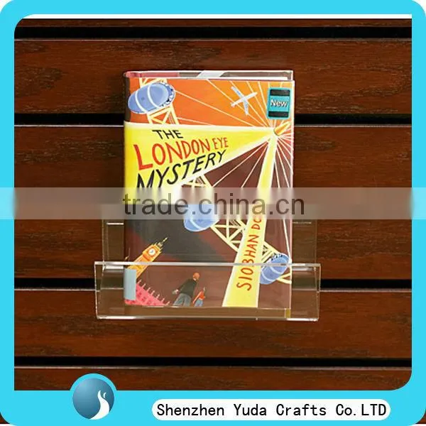 Slatwall Acrylic Shelf Clear Wall Mounted Plastic Slatwall Display Shelf for Brochure
