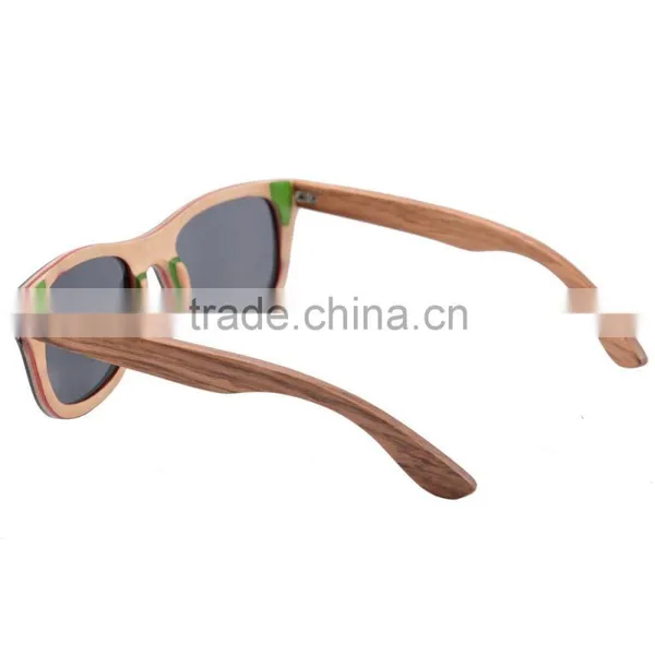Custom Engraving Logo Recycled Skateboard Wood Sunglasses photo-3
