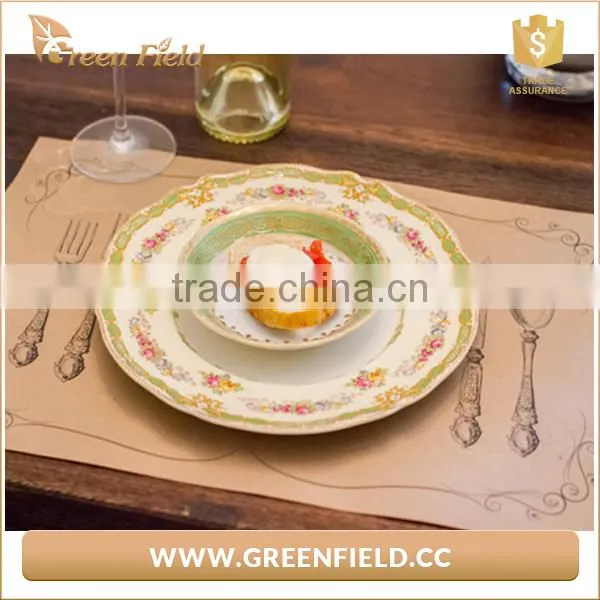 Green Field Leather Like Double Washable Kraft Paper Placemat photo-4
