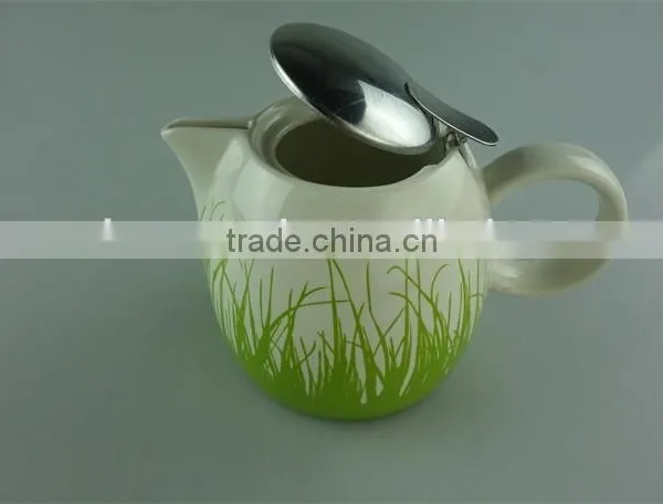 Stock Ceramic Round Water Bottle,glazed Stainless Steel Lid Water Pot,teapot photo-3