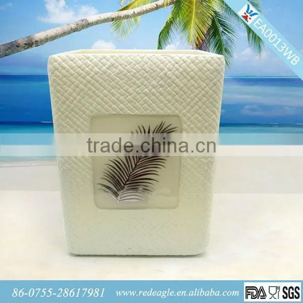 EA0013WB Natural Style Imitated Tree Bark Design Resin Bathroom Accessories Waste Bins