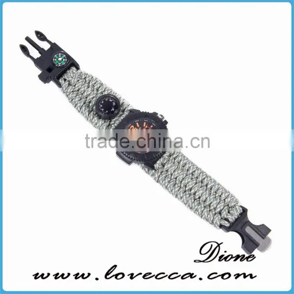 Survival Paracord Outdoor Bracelet Multifunction Watch With Compass Thermometer Whistle photo-4