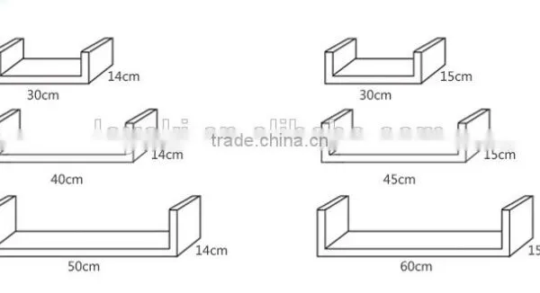Eco-friendly Furniture Laminate Floating U Shelves Set of 3 Pieces Wood Wall Display Mount Shelf for Home Decoration photo-6