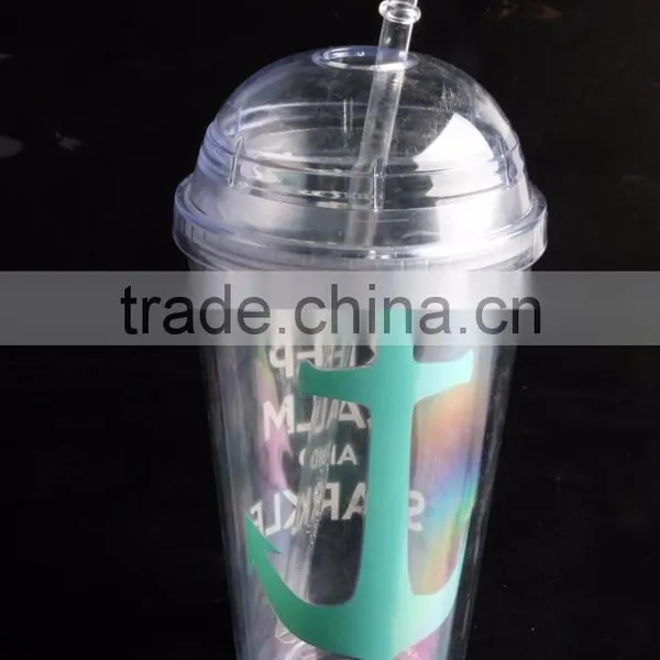 16oz Bpa Free Plastic Reusable Double Wall Tumbler With Dome Lid photo-2