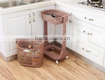 Plastic 1 or 3 Layers Laundry Basket/shelves With Wheels photo-2