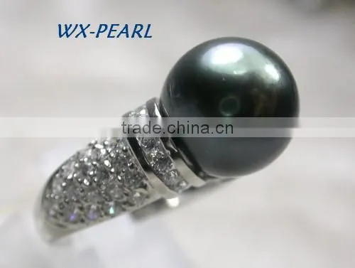 Golde Pearl Silver Ring With Tahitian Black Pearl photo-2