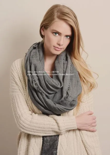 Soft Solid Color Cable Circle Infinity Loop Scarf Wholesale photo-5