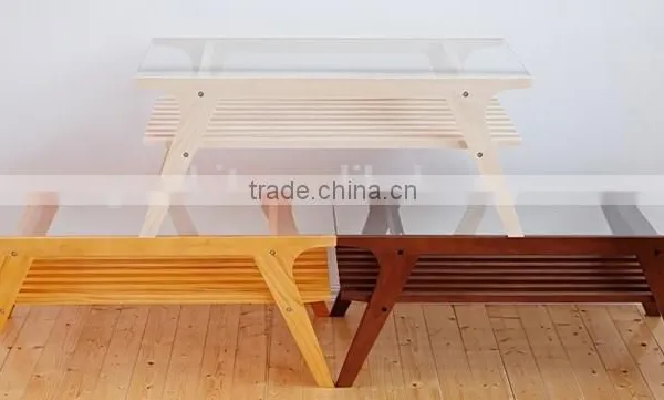 Home Furniture Tempered Glass High Quality Wooden Coffee Table photo-4