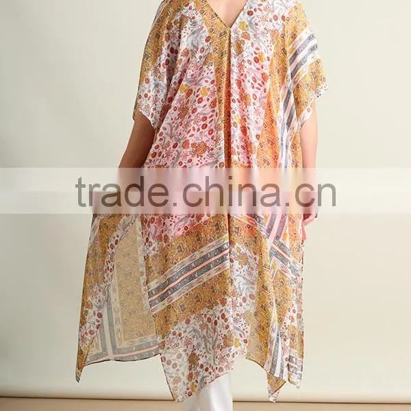 Cardigan Muslim Style Women Abaya Polyester Bohemian Print Chiffon Long Line Open Cardigan Guangzhou Lady Plus Size Clothing photo-4