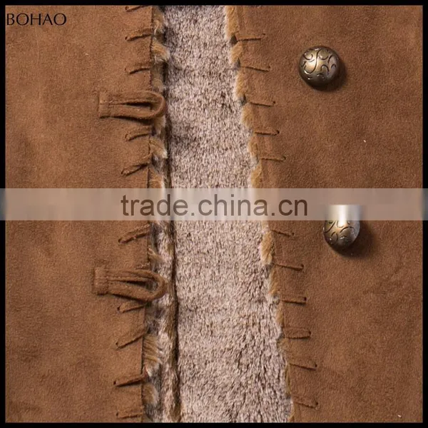 2015 High Fashion Leisure Cardigan Camel Fake Fur Coat photo-6