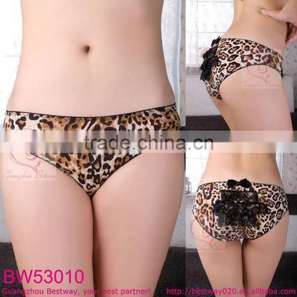 Very Hot Sale Young Girls Leopard Panties With Lace & Bow
